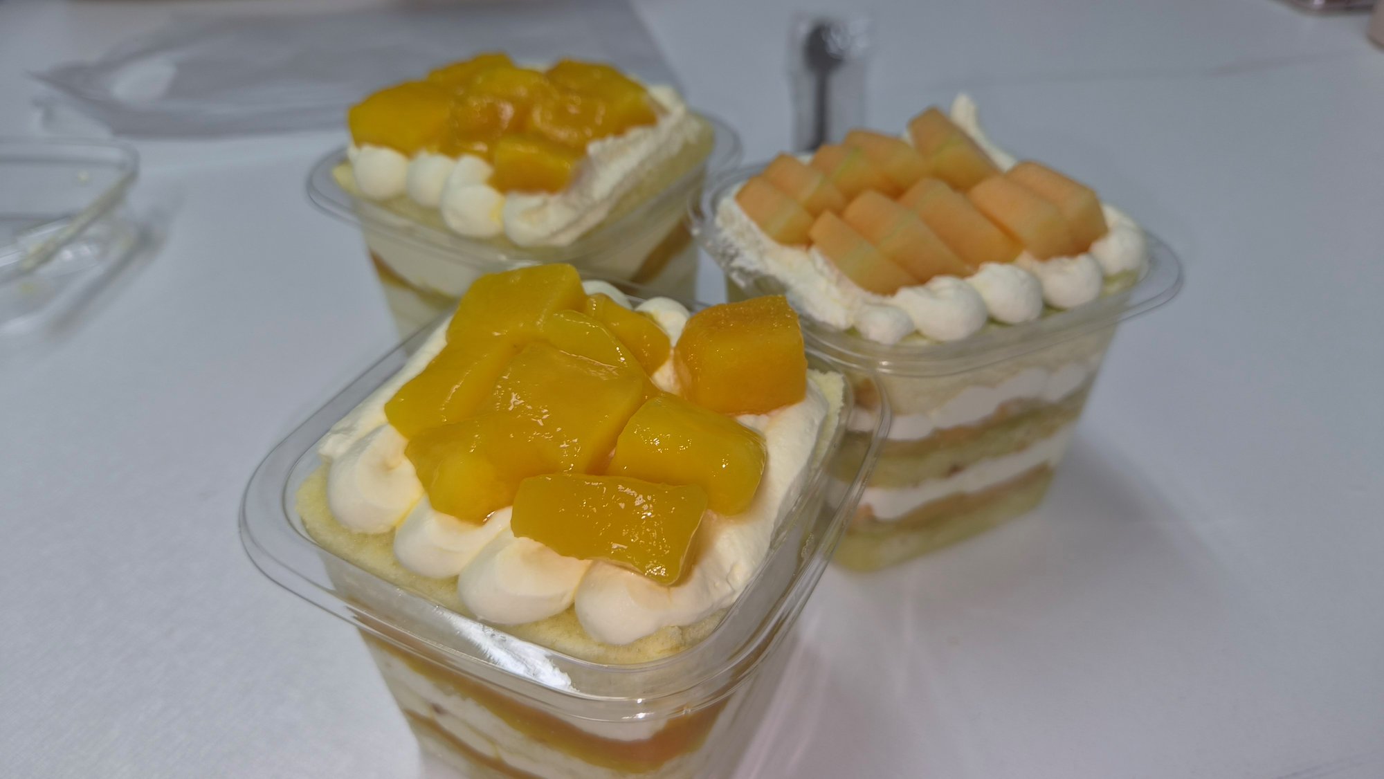 Dessert cups on the table during a break
